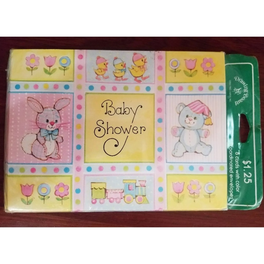 Vintage Baby Shower Invitations Bunny Bear Chicks Spring Boy Girl 8 New +4 Cute